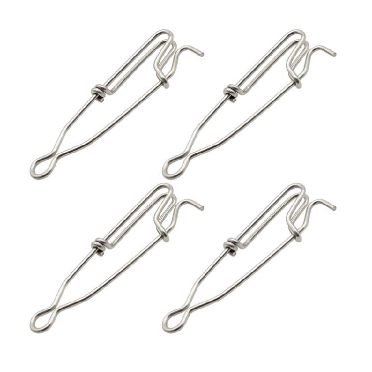 

4Pcs Stainless Steel Snap Fishhooks Lures Trap Lock Clip Longline Fishing Snap Clip Quickly Lock Lures Connector Enduring 1