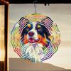Rainbow Flower Dog Pattern Metal Wind Spinner 2D Hanging Garden Decor No Power Needed 360 Degree Rotating Hook Easy Installation