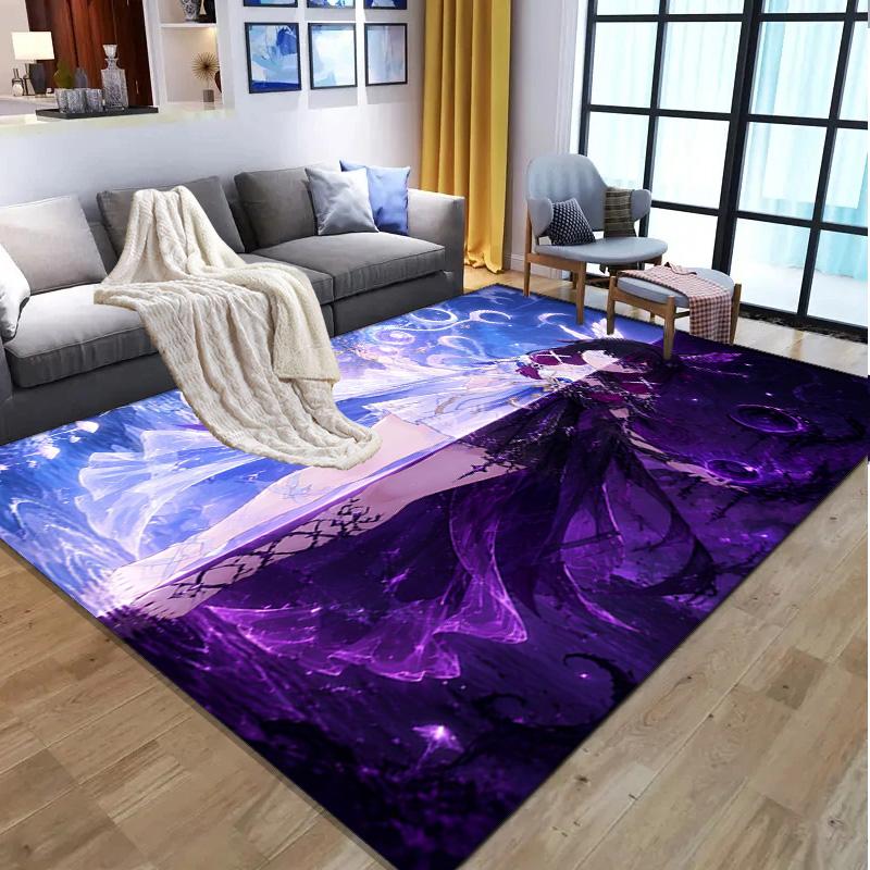 Genshin Impact Pattern Rug, Indoor/Outdoor Mat, for Picnic, Gameroom, Bedroom, Office, Living Room, Home Decor Carpet, Birthday Gift