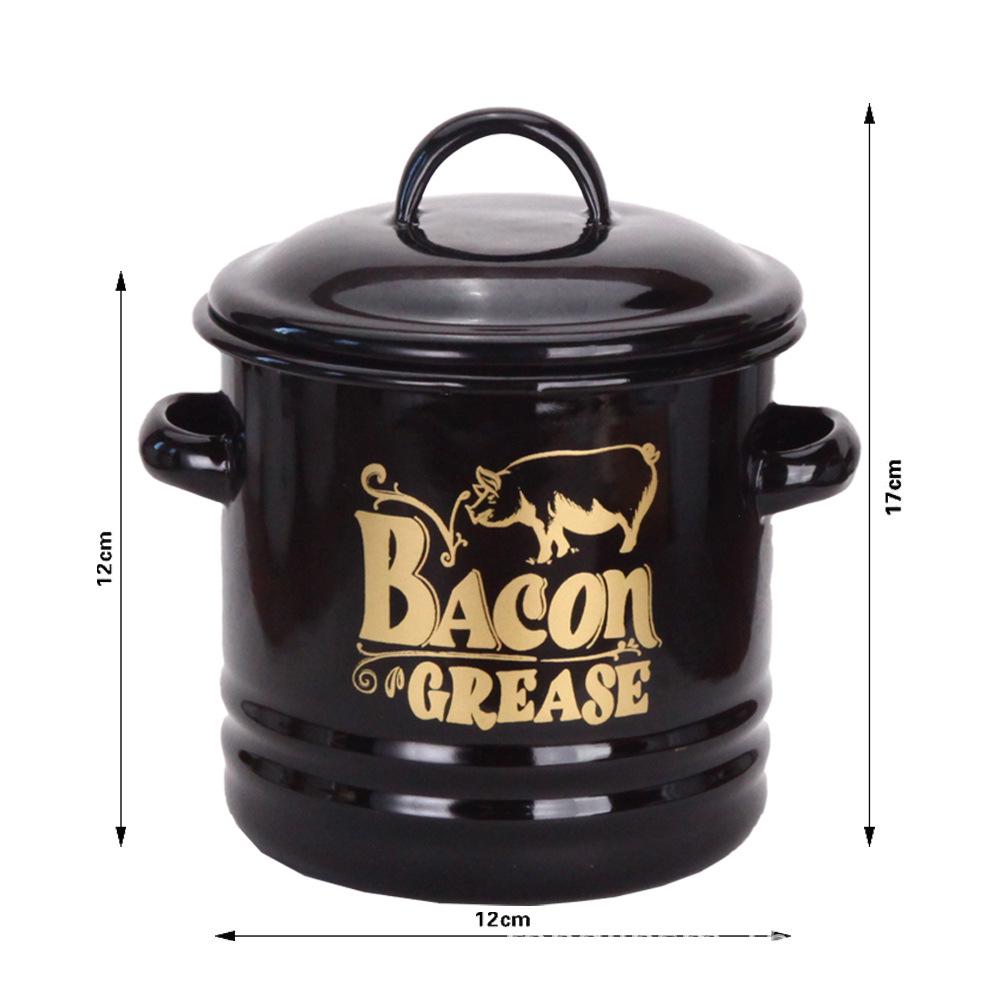 Retro Mini Enamel Stew Pot & Seasoning Jar with Lid - Double-Eared, Food Grade Storage Can