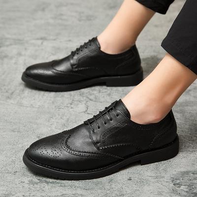 Vestido Sapatos de Couro Masculino Escritório de Negócios Trabalho Brogues Alta Qualidade Confortável Formal Sapato de Casamento com cadarço Preto sapatos masculinos