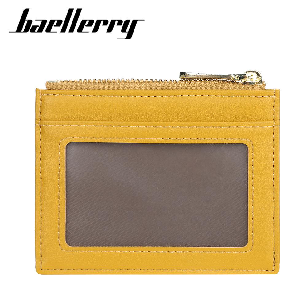 BAELLERRY Women's Multi-color Korean Style Embossed Thin Zipper Card Holder