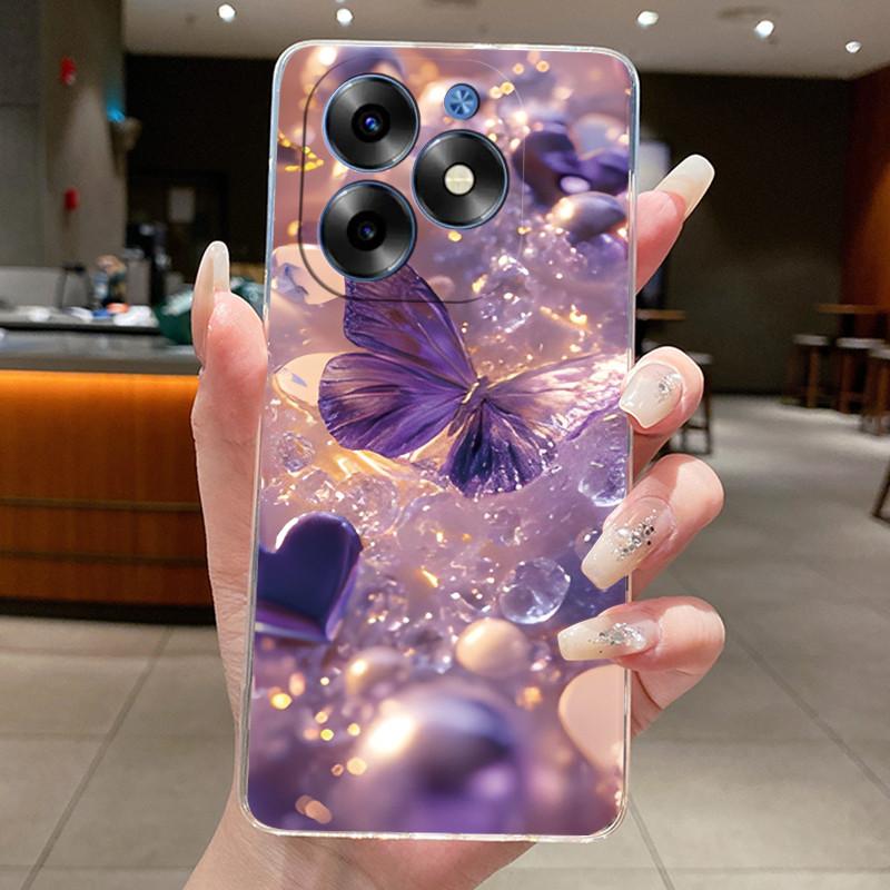 Fashion Flowers For Itel S23+ S23 Plus S681LN ItelS23+ 2023 Transparent Silicone Phone Protective Back Cover Shell Soft TPU Case