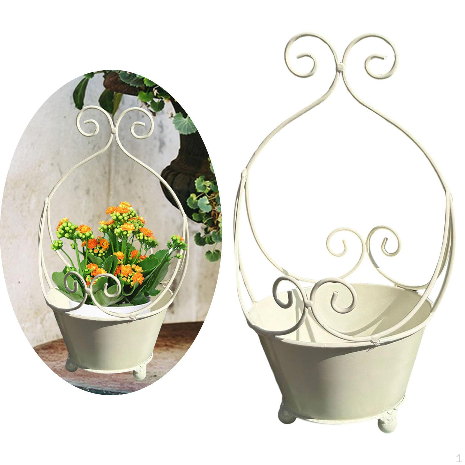 

Металлический настенный горшок для растений, держатель для железного ведра для дома и офиса белый