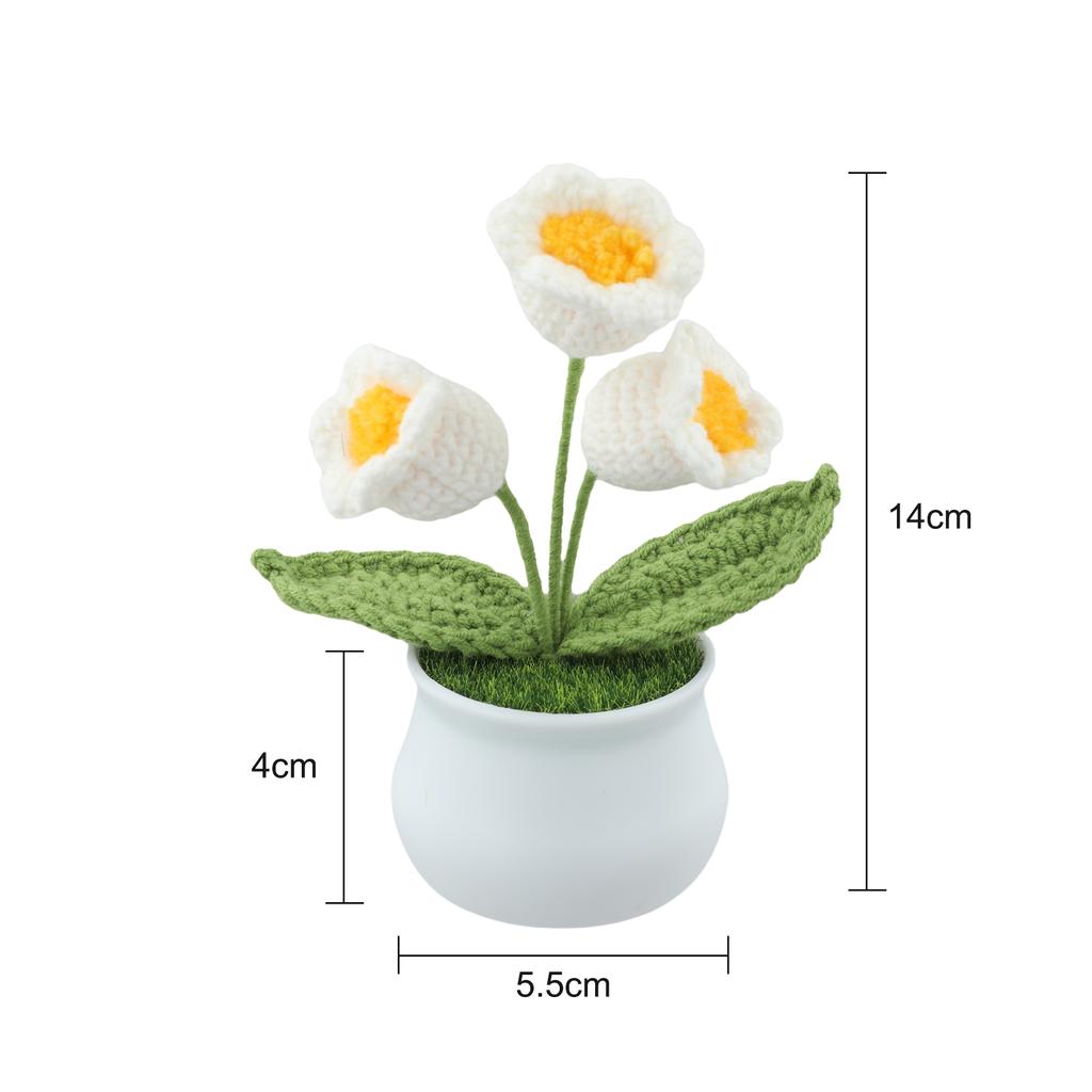 Beautiful Crochet Flower Pot Vase Arrangement Home Decoration 14 Cm Crochet Flowers Charming Table Centerpiece