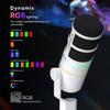 COMICA EJoy D10 (White) Dynamic Gaming Microphone with USB/XLR Digital and Analog Dual Output, Unidirectional, Boom Arm, RGB Lighting, Noise Reduction