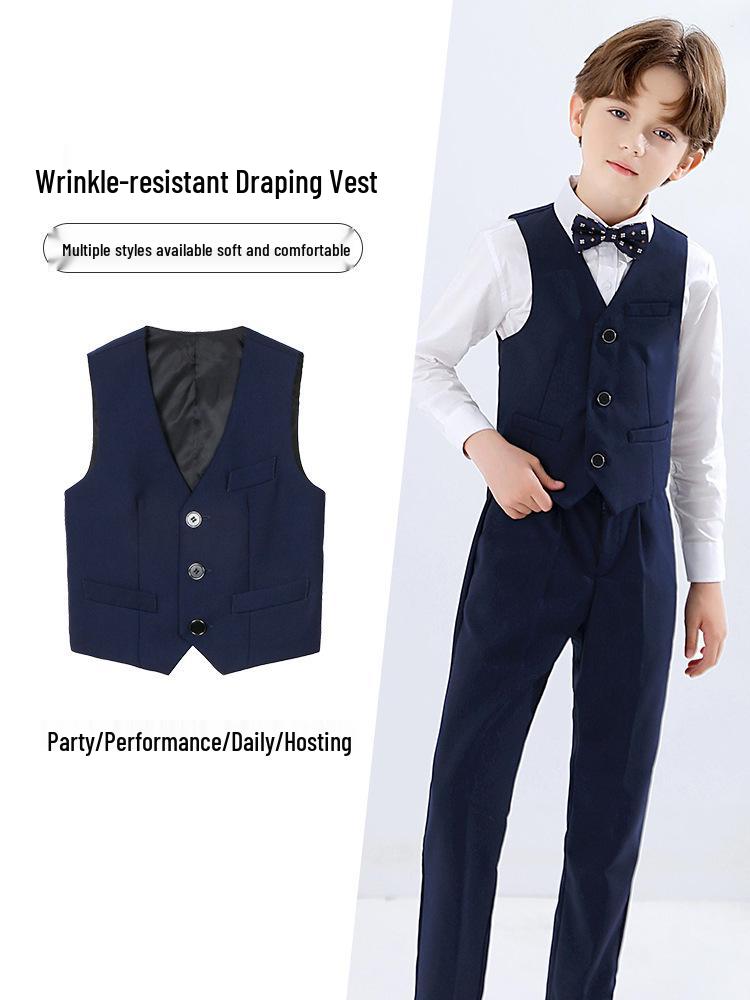Boys' Academy Style Solid Color Vest for Formal Events and Page Boys