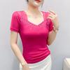 New European Sweet Women's Clothes T-shirt Chic Shiny Hot Diamonds Mesh Tees Sexy Square Neck Short Sleeve Female Summer Tops