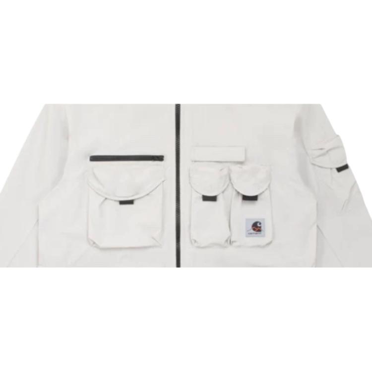 Carhartt WIP Adjustable Cuff Multi-Pocket Hooded Loose Fit Long Sleeve Jacket Men Jackets Pebble I027505-09C-S