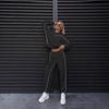 Damen Streetwear Mode Langarm Gestreifter Hoodie Hose Set Lässiges Zweiteiliges Lounge Outfit