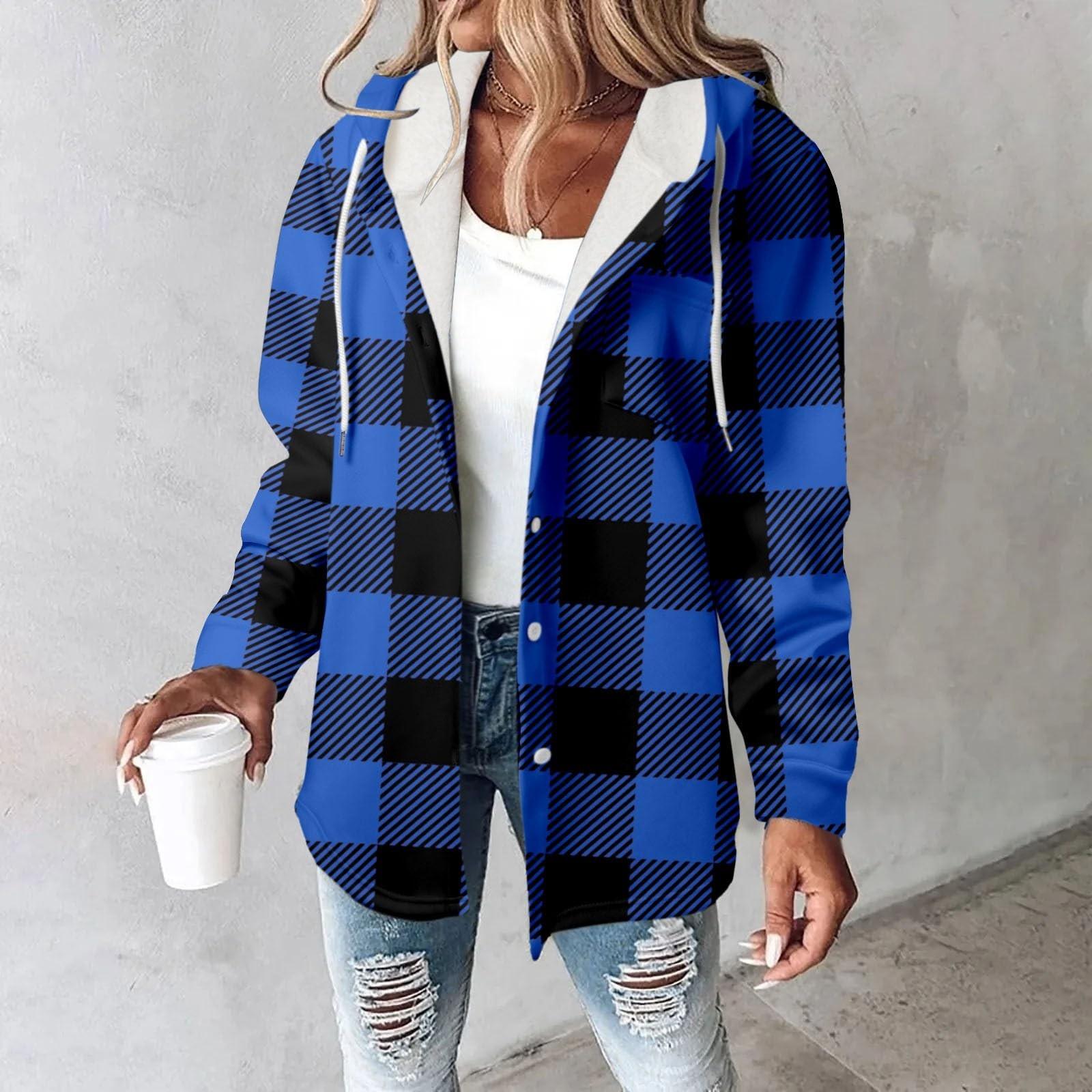 

Флисовые толстовки с капюшоном для женщин, теплая толстовка с принтом, на пуговицах, на шнурке, с капюшоном, куртка, пальто XXXL синий