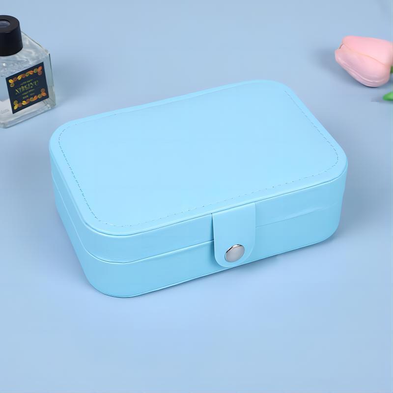 Compact Dustproof Jewelry Box for Earrings, Necklaces, and Rings - Double Layer Antioxidant Storage Solution