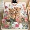 Little Lion pattern Flannel Blanket, High quality Comfortable for All Seasons, Home Decor, Warmth and Comfort, Perfect for Gifts.