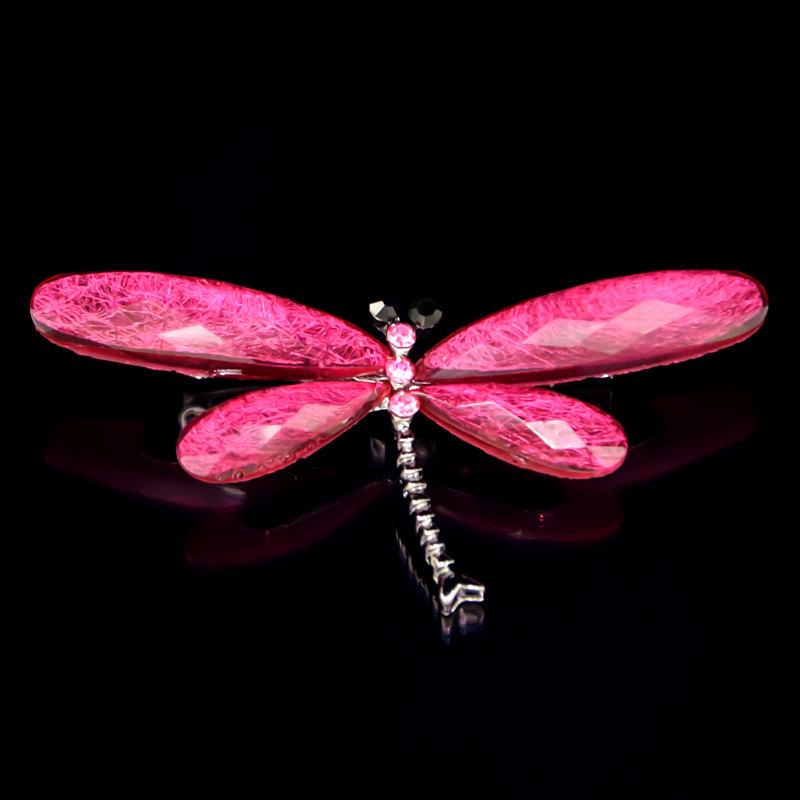 Retro European & American Brushed Acrylic Crystal Dragonfly Brooch - Exaggerated Personality Electroplated Black Dragonfly Pin Accessories