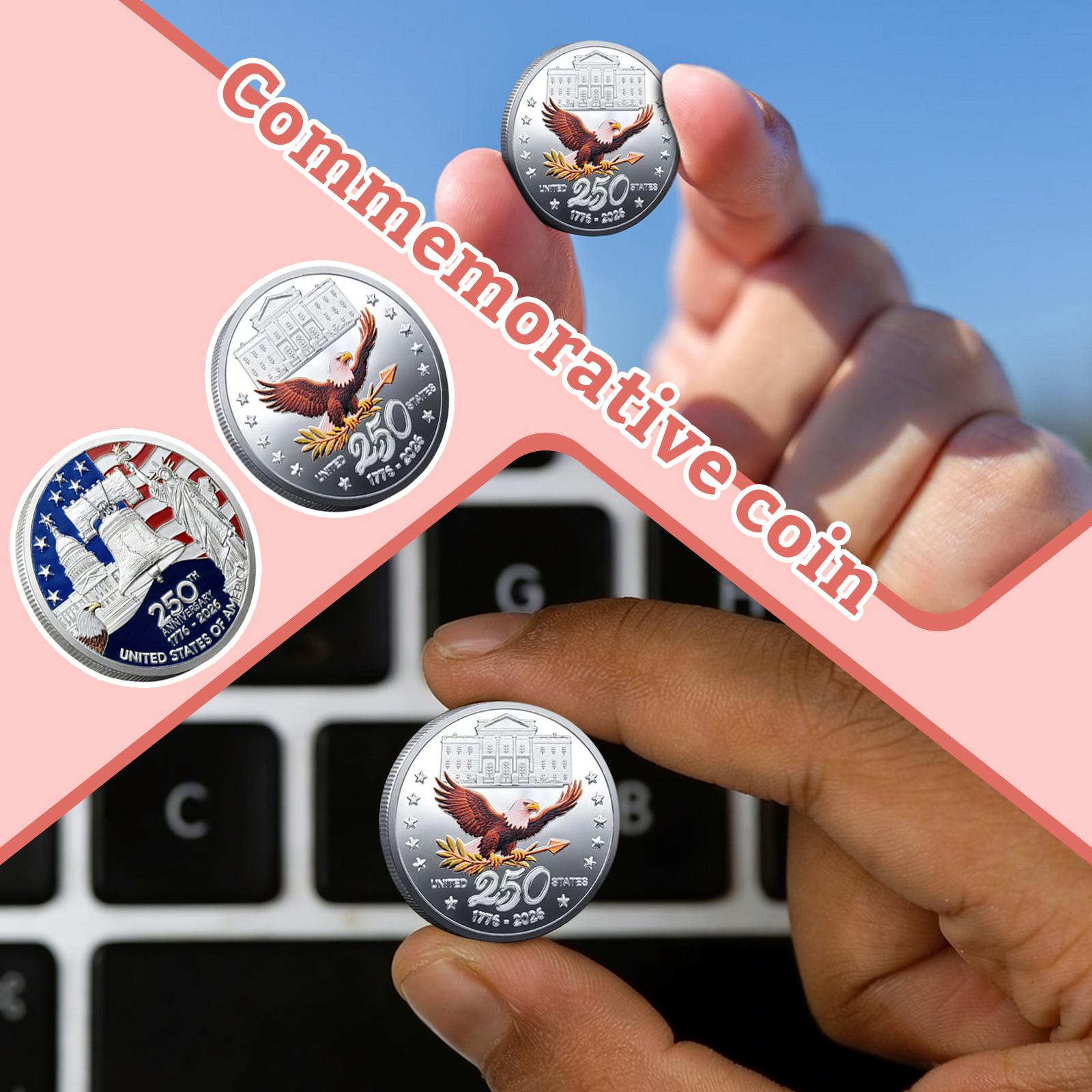 1776-2026 American Independence 250th Anniversary Commemorative Coin  Bell American Independence Day Commemorative Coin One Size