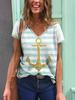 Neue Ankerstreifen 3D-Druck T-Shirts Damen Kurzarm V-Ausschnitt T-Shirt Lässige Tops Y2k Harajuku T-Shirts Streetwear Damenbekleidung