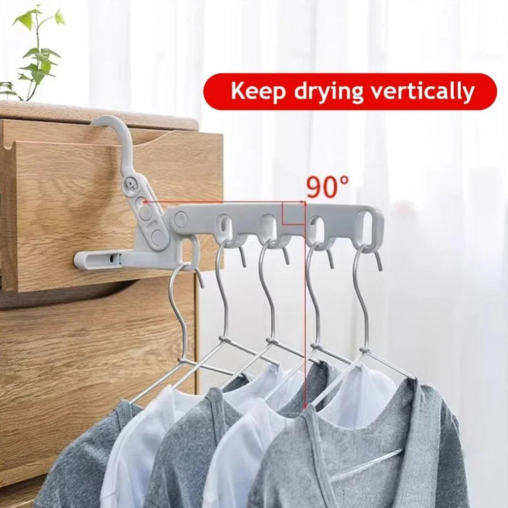 5-Hole Portable Clothes Hanger Foldable Travel Drying Rack for Hotel Camping Backpacking