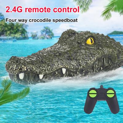 Remote Control Alligator Head Boat 2.4G Simulation Crocodile Head for Kids and Adults Summer Water Spoof Toys Gift