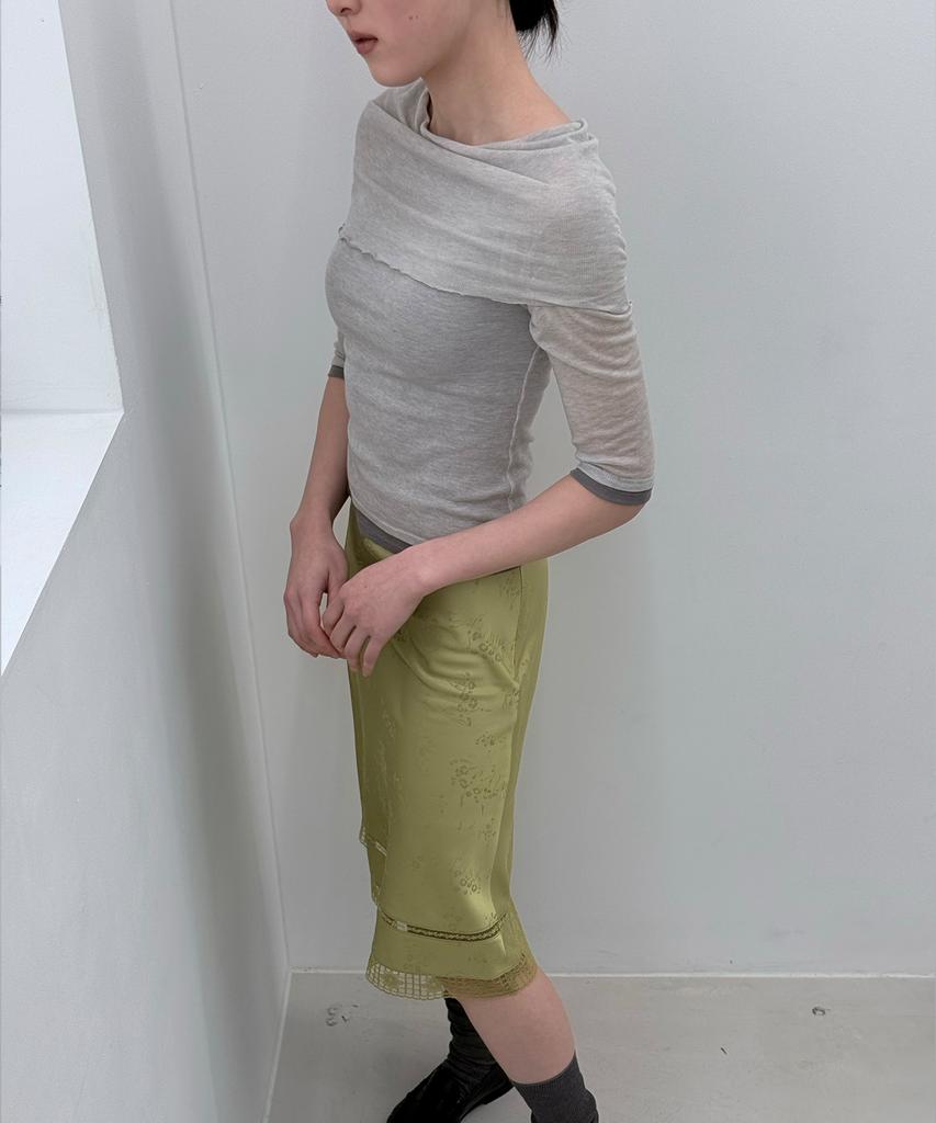 Gilyeong Drape Layer T-Shirt_Soft Gray