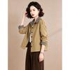 EST+II Women's Autumn Plaid-Lined Lapel Short Jacket