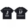 Unisex Oversized Cotton T-Shirt With Vintage Letter Print Art Portrait Design Loose Fit Casual Wear
