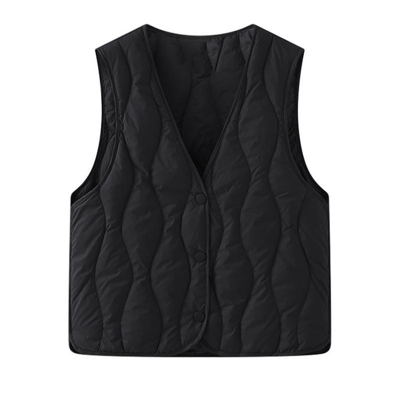 Módní zimní V-výstřih Zesílená péřová bavlněná vesta Bunda Dámská bez rukávů Jednobarevná Ležérní Jednoduchá Elegantní Tílka Volná Vesta Oblečení