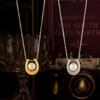 Geometric Heart Faux Pearl Pendant Necklace in 18k Gold-Plated Titanium Steel