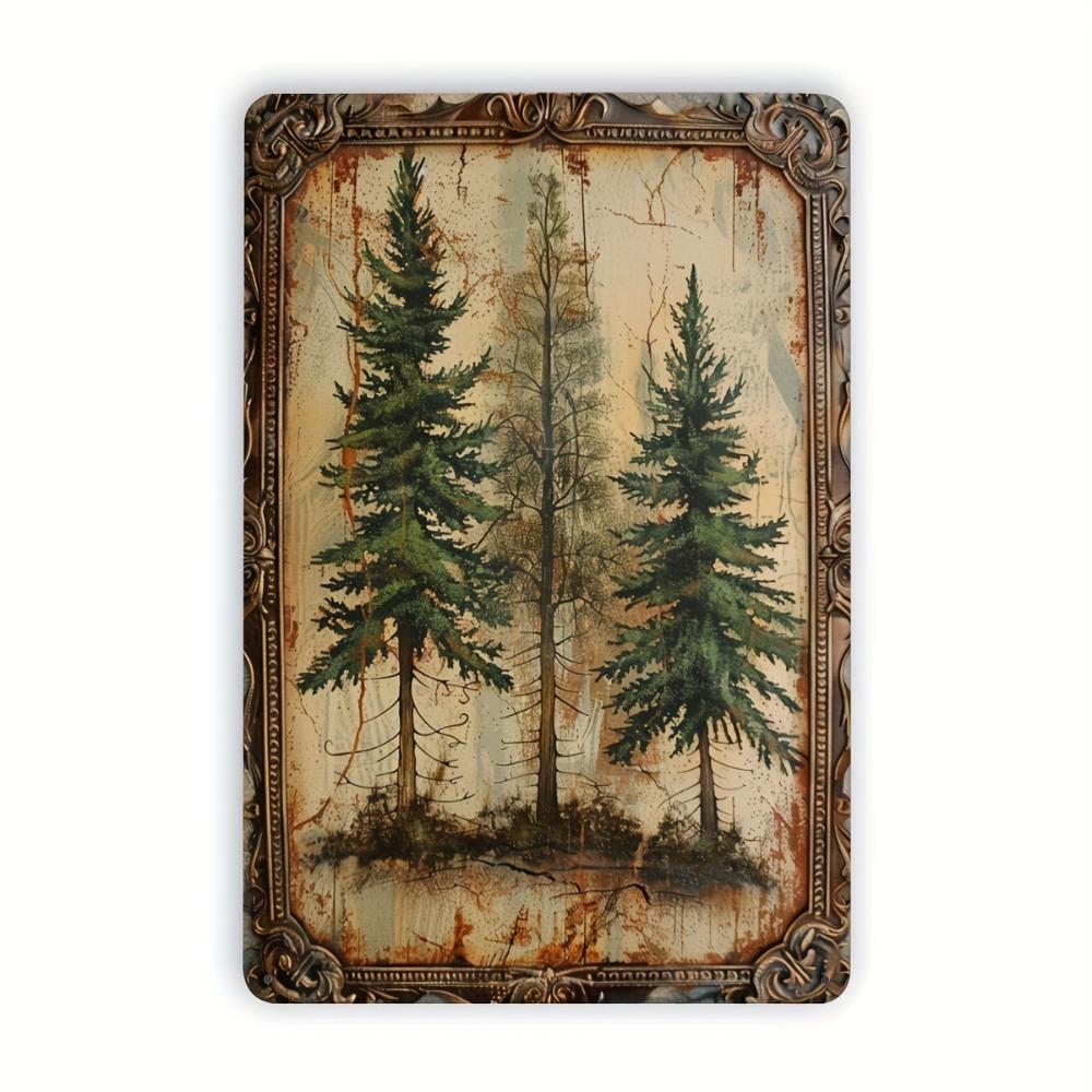 Vintage Metal Tin Sign Pine Tree Wall Decor x Inch Indoor Outdoor