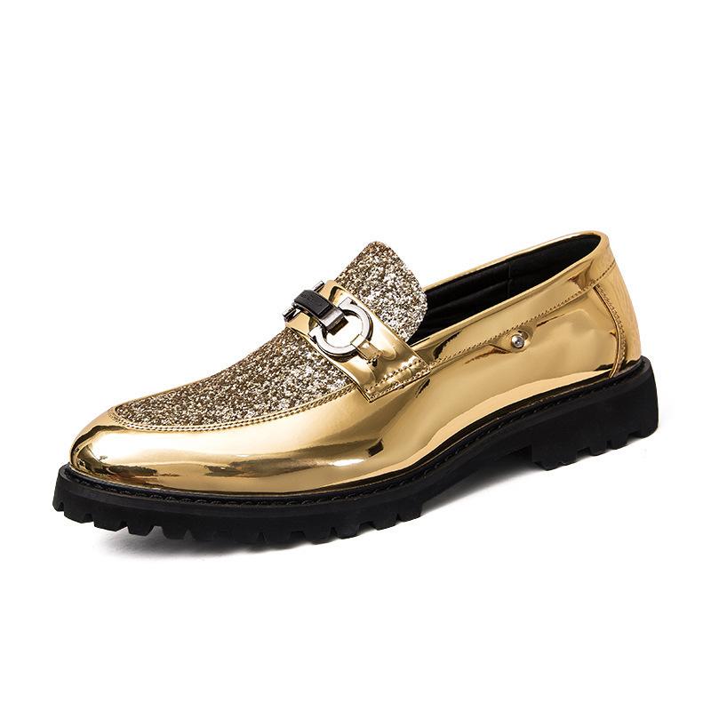 New Autumn Business British Men's Casual Leather Shoes Trendy Bright Leather Work Shoes Large Size Elevated Leather Shoes