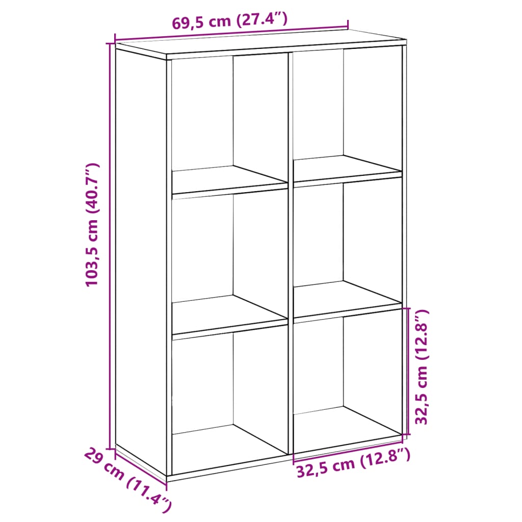 Room Divider Bookshelf Gray Sonoma 69.5 x 29 x 103.5 cm