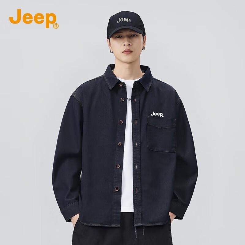 JEEP Men's Relaxed Fit Denim Long-Sleeve Shirt Jacket