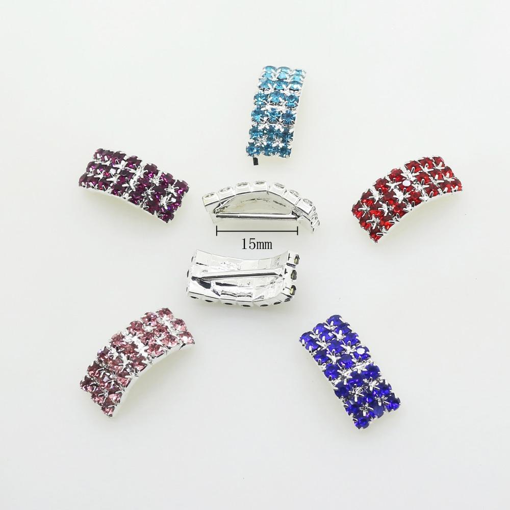 New 10Pcs/set 20mm*8mm Arched Rhinestone Buckles Diamond Buttons Plated Silver Square Invited To the Wedding Ribbon Slider