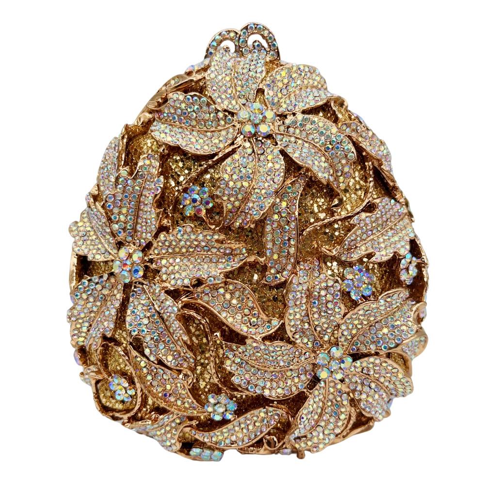 Diamond-encrusted dinner bag Hollow diamond hard box Women s bag Banquet dress Evening bagging