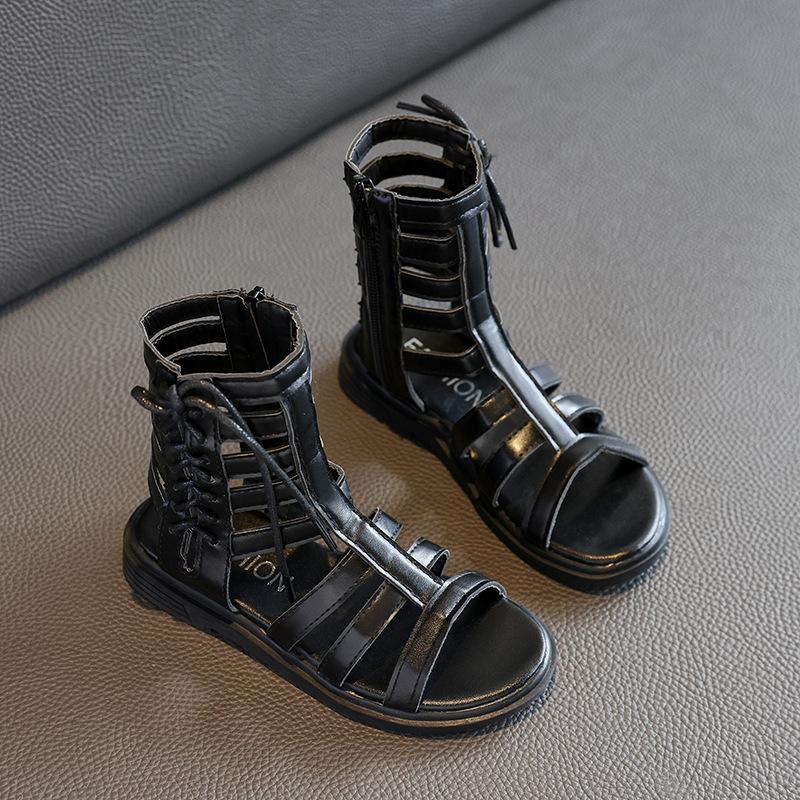 

Нові літні дитячі сандалі, римські черевики, високі босоніжки для дівчаток, дитячі римські сандалі, сандалі, гарячі розпродажі, дитяче взуття, сандалії 26insole16.8cm чорний