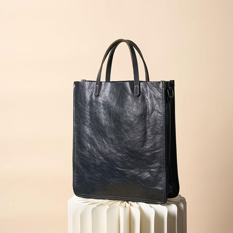 High-quality Top-layer Cowhide Tree Paste Vegetable Tanned Tote Cross-border New Authentic Leather Commuting Retro Portable Cross-body Women s Bag 25x8x28.5CM чёрный