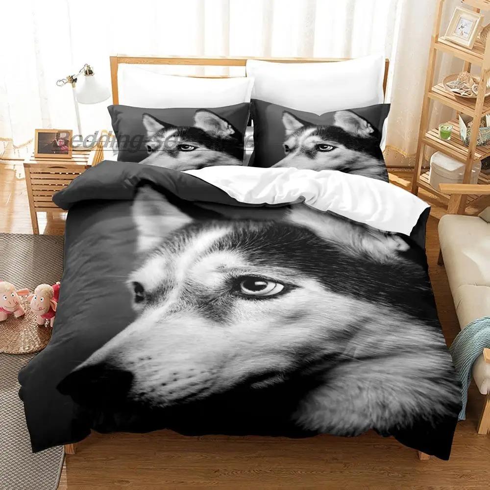 Uroczy Zestaw Pościeli dla Psa Pojedynczy Bliźniak Pełny Queen King Size Zestaw do Łóżka Aldult Dziecięca Sypialnia Zestawy Poszewek na Kołdrę Druk 3D Anime Zestaw Prześcieradeł