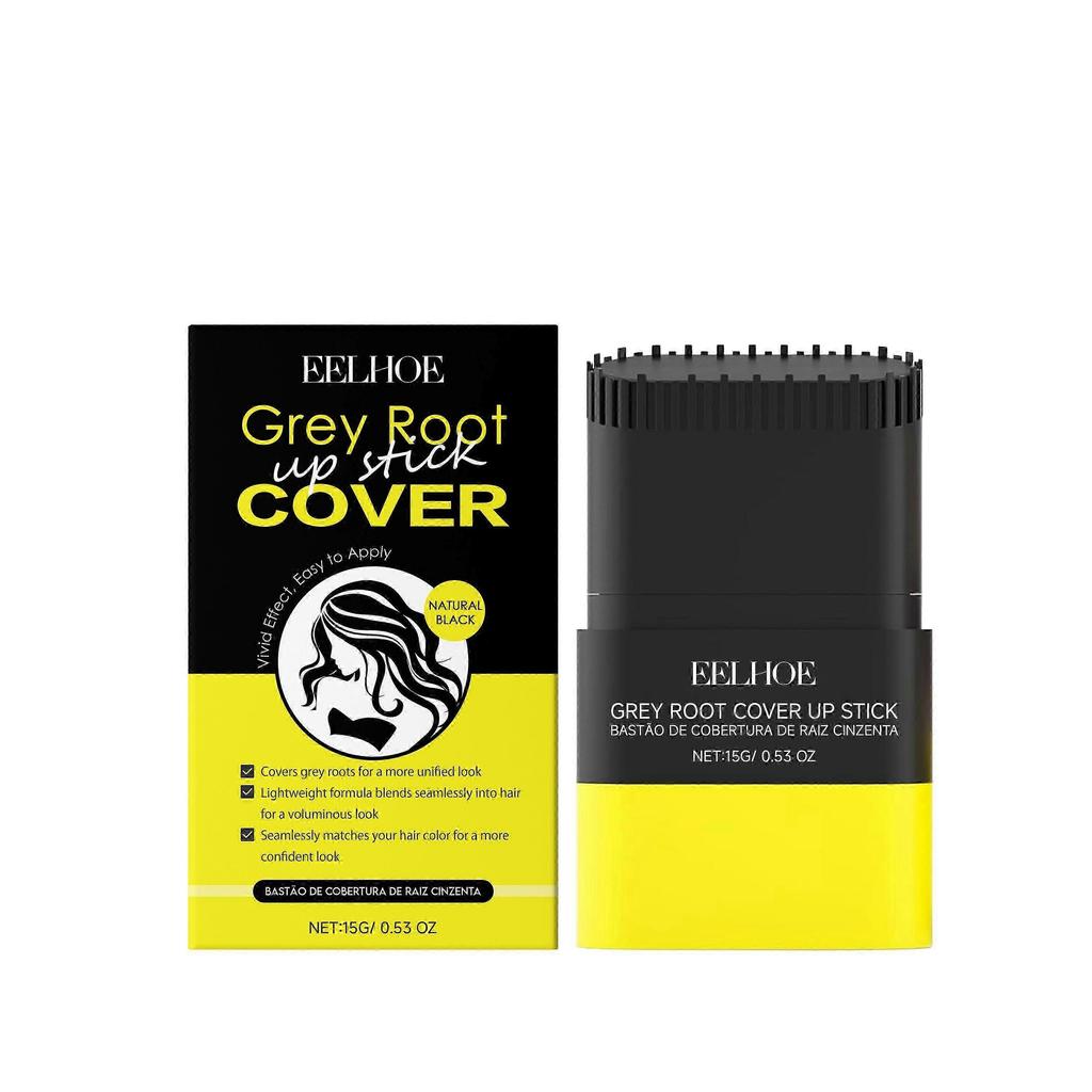 Natural Black Hair Root Touch-Up Stick - Long-Lasting, Portable Grey Hair Cover Up with Natural Ingredients, Easy Application, and Fluffy Styling for