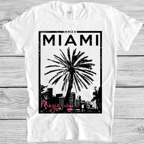 Miami T Shirt Magic City Beach Poster Vintage Cool Tee M20