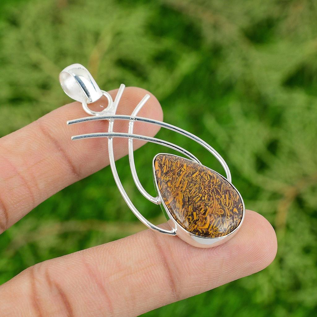 Daughters Day Deal Pear Natural Mariam Jasper Unique Sister Pendant 925 Silver