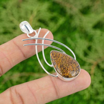 Daughters Day Deal Pear Natural Mariam Jasper Unique Sister Pendant 925 Silver