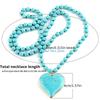 HX6F Bohemian Turquoise Heart Pendant Necklace for Women Vintage Sweater Chain