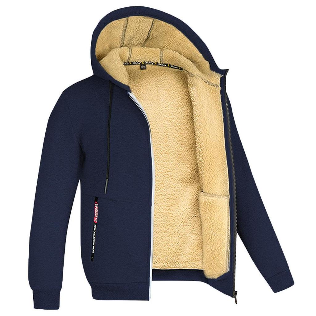 Kapuzenpullover Herren Herbst Winter Verdicken Fleece Sherpa Jacke Reißverschluss Kapuzenmäntel Reißverschlusstaschen Tragen