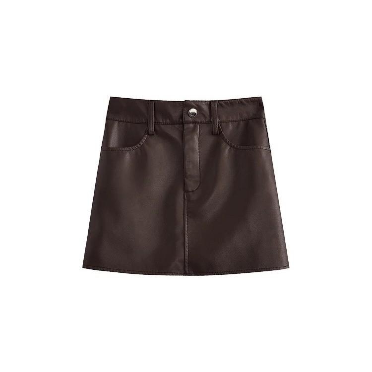 Pu Leather Aline Mini Skirt For Women With Zipper Closure Trendy Streetwear