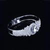 Women Bangle with Buckle Opening Closing Design, Sparkling Cubic Zirconia Bracelet, Formal Wear Wrist Accessory