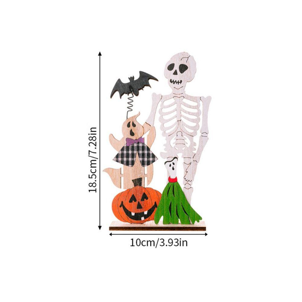 

Thickened Halloween Wooden Ornaments Wooden Halloween Pumpkin Prop Ghost Festival Skeleton