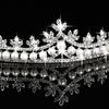 Damen Diademe Glänzend Exquisite Handwerkskunst Legierung Kunstperlen Blätter Strass Krone Haar Accessoires