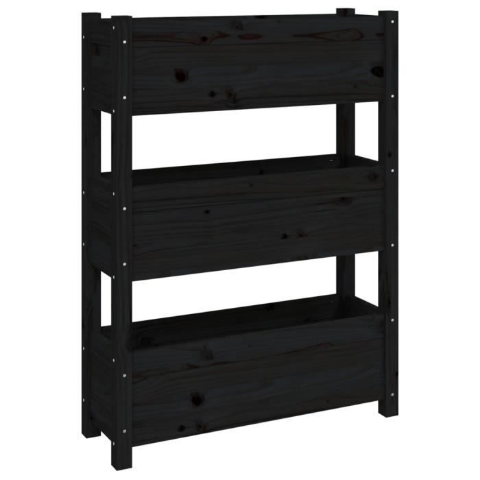 VidaXL Jardinière Noir 77x25x104,5 cm Bois massif de pin 823938