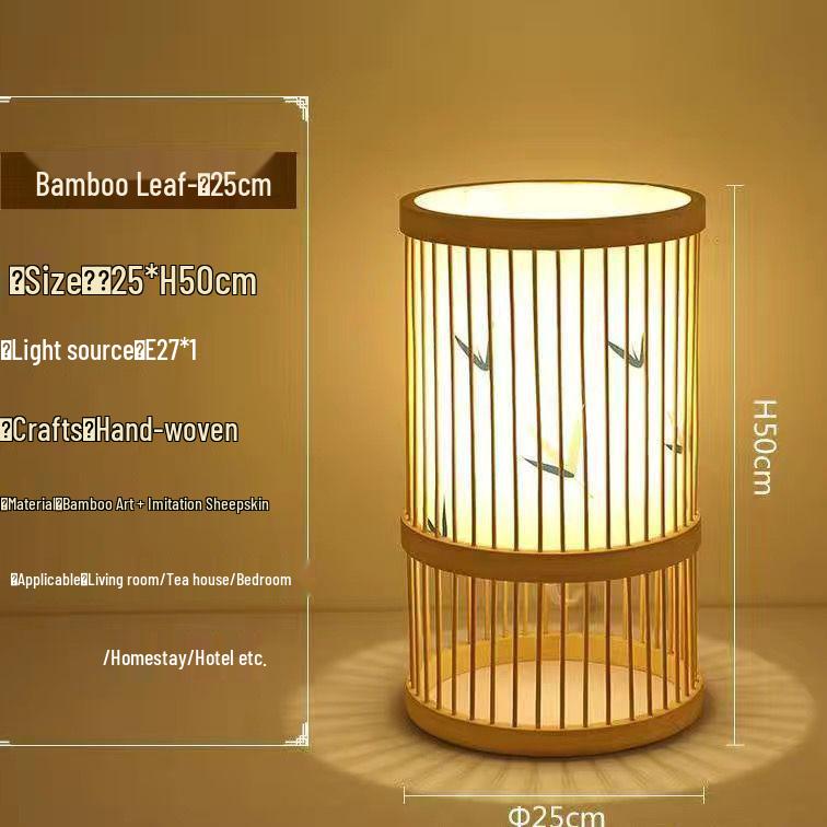 Chinese Zen Bamboo Weaving Table Lamp for Tea Room and Living Spaces