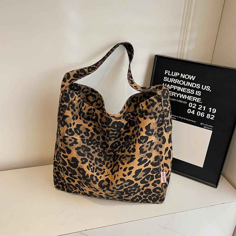 Large Capacity Leopard Print Bag Shopping Bag Women's Shoulder Bag Tote Bag