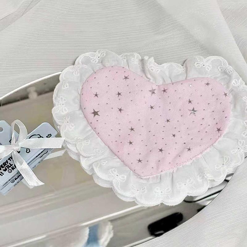 Heart Shaped Lace Coasters Non-Slip Insulated Cotton Drink Mats Cute Decor for Coffee Bar Housewarming Gift for Women